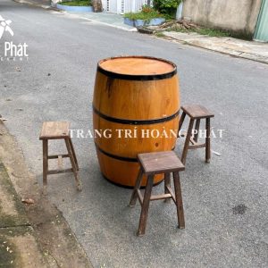 cho thuê bàn ghế thùng gỗ